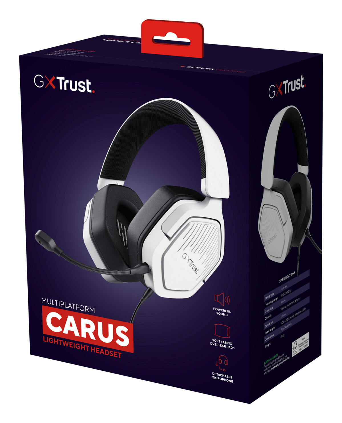 Gaming headset med mikrofon Trust GXT492W Carus Hvid
